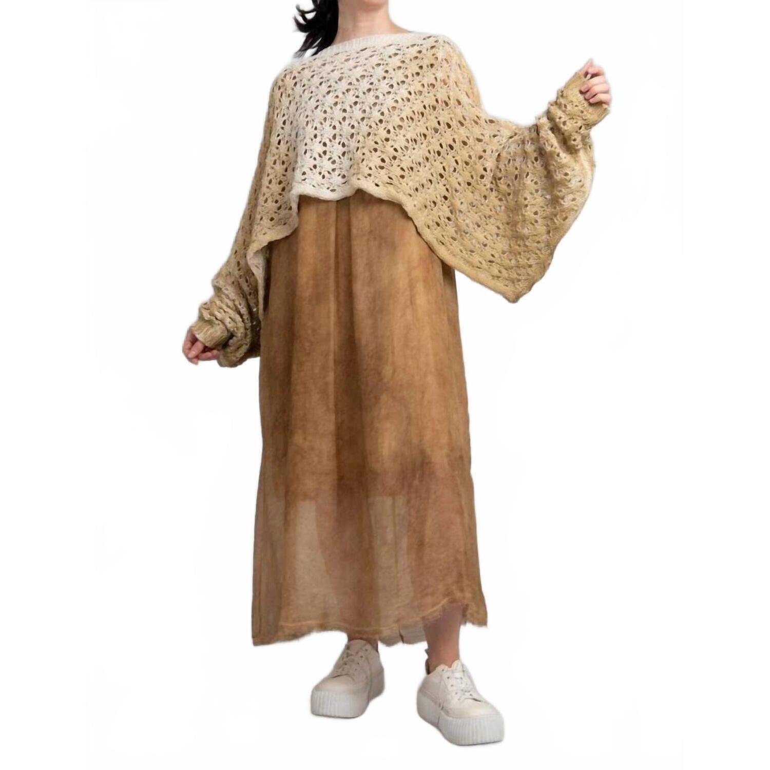 New Sanctamuerte Maglia Mesh Cropped Sweater In Sand Shell/Gold